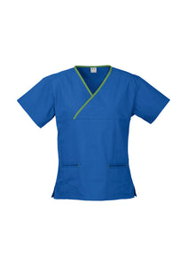 Ladies Contrast Crossover Scrubs Top