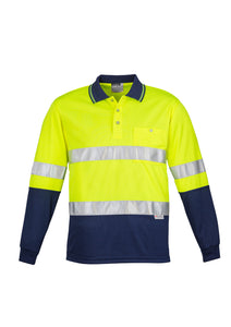 Mens Hi Vis Spliced Polo - Long Sleeve Hoop Taped