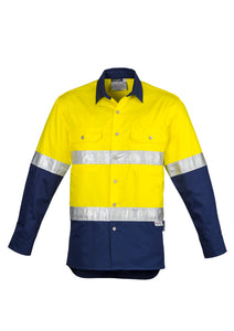 Mens Hi Vis Spliced Industrial Shirt - Hoop Taped