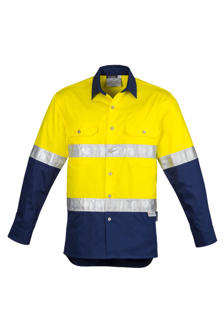 Mens Hi Vis Spliced Industrial Shirt - Hoop Taped