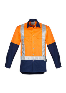 Mens Hi Vis Spliced Industrial Shirt - Shoulder Taped